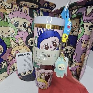 Stanley x Labubu Pink Tumbler Set With Key Chain And Dust Bag